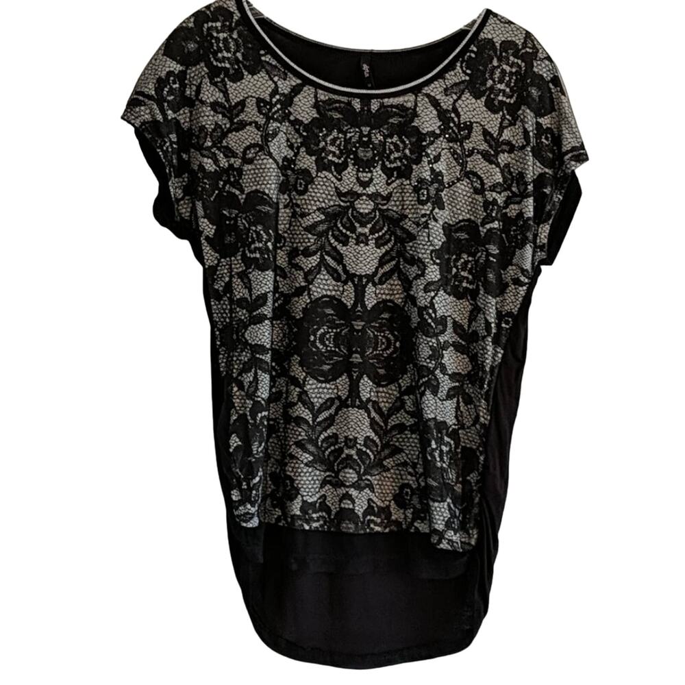 EUC Edista Black Floral Top, M
